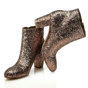 Rose Gold Glitter Ankle Boots
